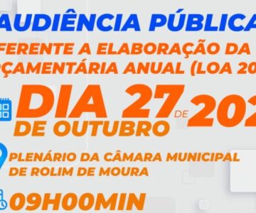 Audiência Pública da LOA 2022 será nesta quinta-feira em Rolim de Moura