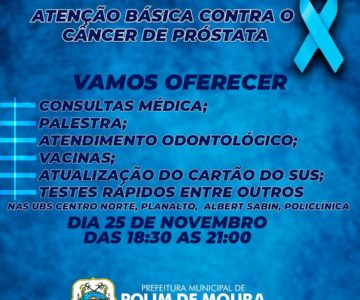 Saúde: Atenção básica divulga programação do Novembro Azul