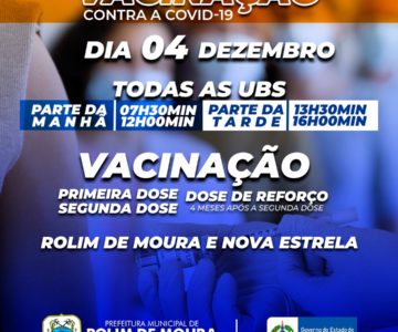 Em parceria com estado, Rolim de Moura fará mutirão de vacina contra a COVID-19 em todas as UBSs no Próximo Sábado