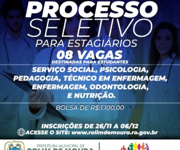 Inscrições para seleção de estagiários do Programa Criança Feliz em Rolim de Moura segue até o próximo dia 06