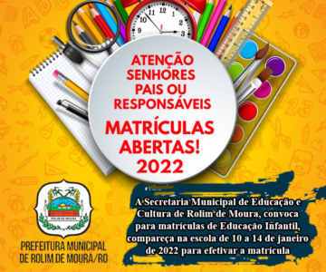 SEMEC Convoca para Matrículas de Educação Infantil