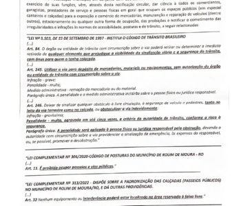 Rolim de Moura: Fiscalização Municipal vai autuar quem cometer infrações às normas de acessibilidade, posturas e de trânsito