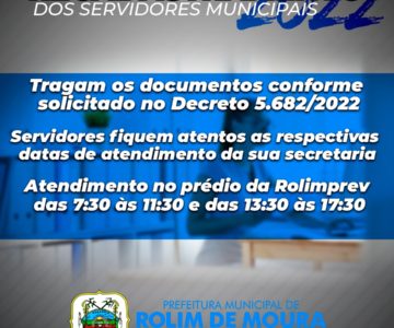 Servidores municipais deverão fazer atualizações de dados cadastrais em Rolim de Moura