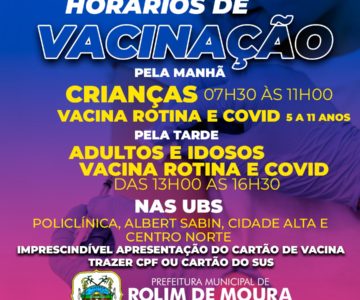 Saiba os horários de vacinação em Rolim de Moura