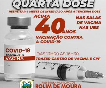 Liberada a quarta dose de vacina conta a covid-19 para pessoas com 40 anos ou mais em Rolim de Moura