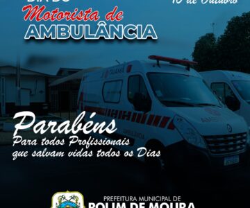 Secretaria de Saúde parabeniza profissionais pelo dia do motorista de ambulância