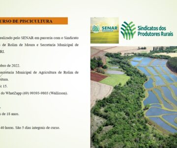 Curso Piscicultura será de 24 a 28 deste mês em Rolim de Moura