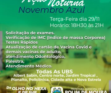 Secretaria Municipal de Saúde realizará ação alusiva ao Novembro Azul nas unidades básicas de saúde em Rolim de Moura