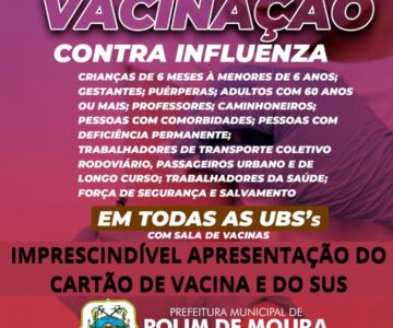 SEMUSA inicia campanha de vacinação contra a gripe em Rolim de Moura