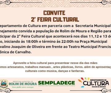 2.ª Feira Cultural de Rolim de Moura ocorrerá no mês de maio