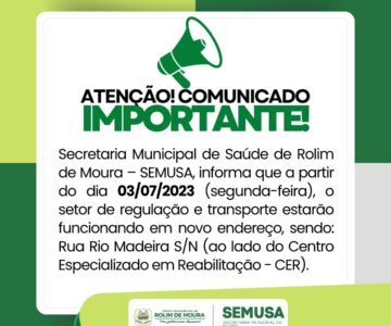 Setor de regulação e transporte da SEMUSA em novo endereço na próxima semana