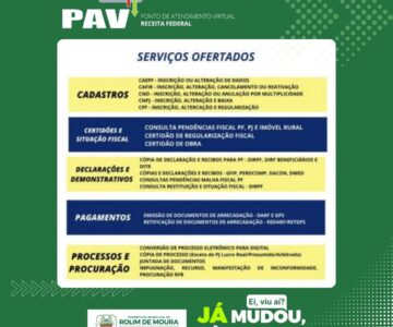 Serviços da Receita Federal são oferecidos há 02 anos na prefeitura de Rolim de Moura