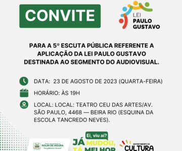 Convite para a 5º Escuta Pública referente a aplicação da Lei Paulo Gustavo