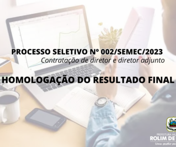 SEMEC publica homologação do resultado final referente ao processo seletivo nº 002/2023