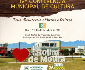 Conferência municipal de cultura ocorrerá nos dias 17 e 18 de outubro