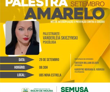 Nova Estrela: Palestra sobre ” Setembro Amarelo” será dia 29