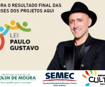 SEMEC Publica o resultado final dos projetos apresentados da Lei Paulo Gustavo