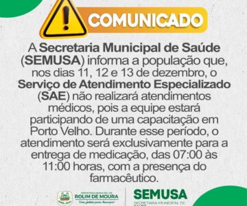 Comunicado sobre atendimento do SAE