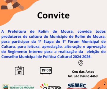 1° Fórum Municipal de Cultura será no próximo 31