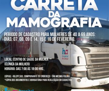 SEMUSA anuncia datas para cadastramento para exames de mamografia na carreta da prevenção