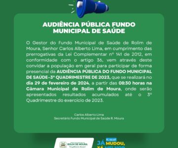 CONVITE AUDIÊNCIA PÚBLICA FUNDO MUNICIPAL DE SAÚDE