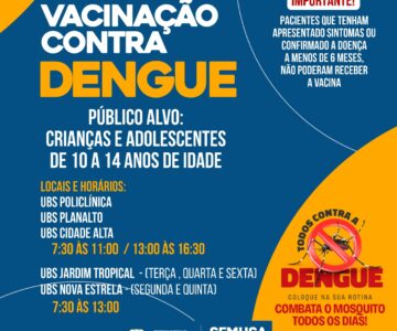 Saiba os locais de vacinação contra a dengue