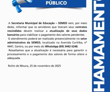 SEMED realiza chamamento público para atualização dos dados bancários