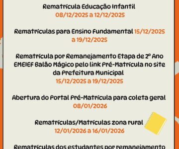 Calendário da chamada escolar da Semed