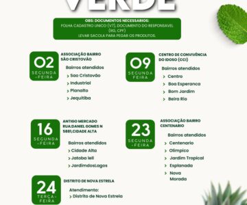Divulgado calendário da “Cesta Verde” para o mês de fevereiro