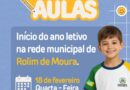 Ano letivo na rede municipal terá início dia 18 de fevereiro