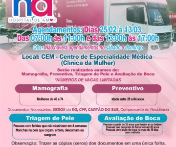 Triagem da carreta do Hospital do Amor começa nesta quarta-feira