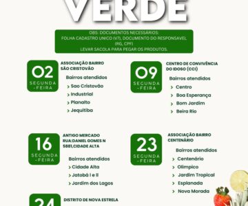 Calendário da “Cesta Verde” do mês de março