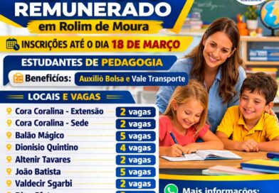 Semed abre novas vagas de estágio remunerado para estudantes de Pedagogia em Rolim de Moura