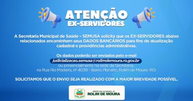SEMUSA solicita que EX-SERVIDORES encaminhem DADOS BANCÁRIOS para atualização cadastral