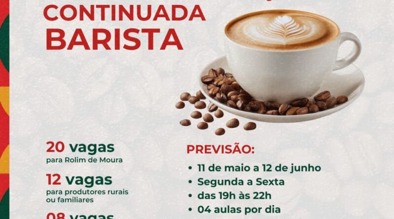 Abertas as inscrições para o Curso de Barista