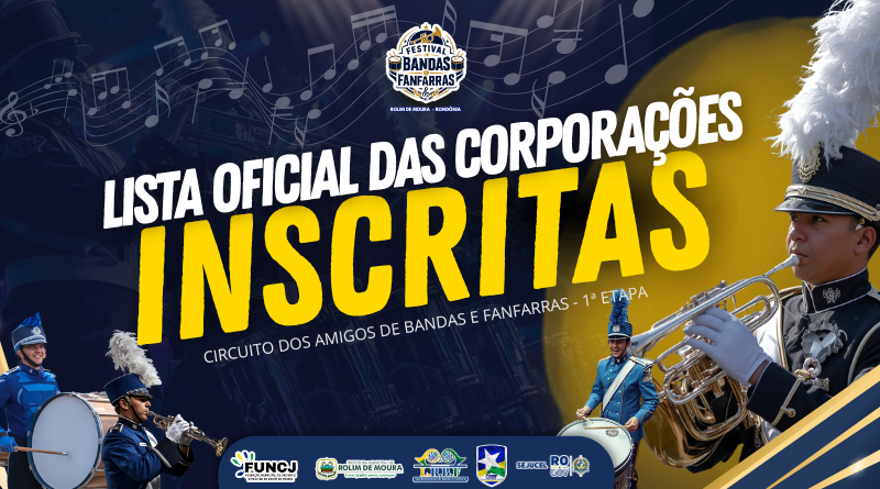 Fundação de Cultura e Juventude divulga lista oficial das corporações inscritas para o CABF – 1ª Etapa em Rolim de Moura