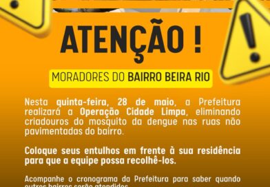 Comunicado aos moradores do bairro Beira Rio