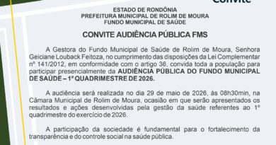Audiência Pública do Fundo Municipal de Saúde será dia 29