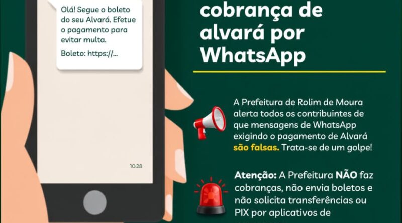 SEMFAZ alerta contribuintes sobre tentativa de golpe com mensagens falsas sobre alvará em Rolim de Moura