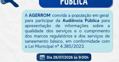 Audiência Pública da AGERROM será no dia 29