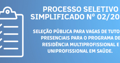 SELEÇÃO PÚBLICA PARA VAGAS DE TUTORES PRESENCIAIS PARA O PROGRAMA DE RESIDÊNCIA MULTIPROFISSIONAL E UNIPROFISSIONAL EM SAÚDE.