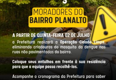 Limpeza da cidade segue no bairro Planalto