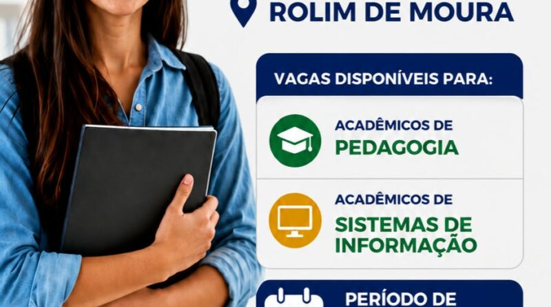 Semed de Rolim de Moura abre vagas para estágio remunerado em Pedagogia e Sistemas de Informação