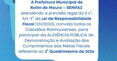 Audiência Pública para apresentação das metas fiscais do 2º quadrimestre de 2026 será dia 30