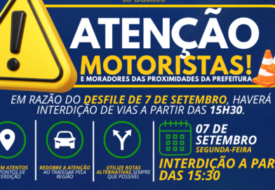 Atenção, motoristas e moradores: vias próximas à Prefeitura serão interditadas para o Desfile de 7 de Setembro
