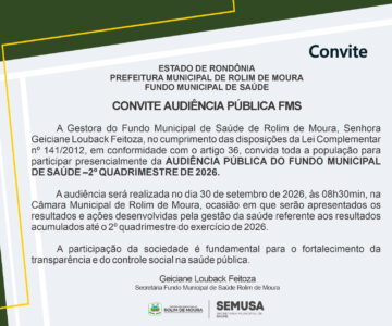 Audiência Pública do Fundo Municipal de Saúde será no próximo dia 30