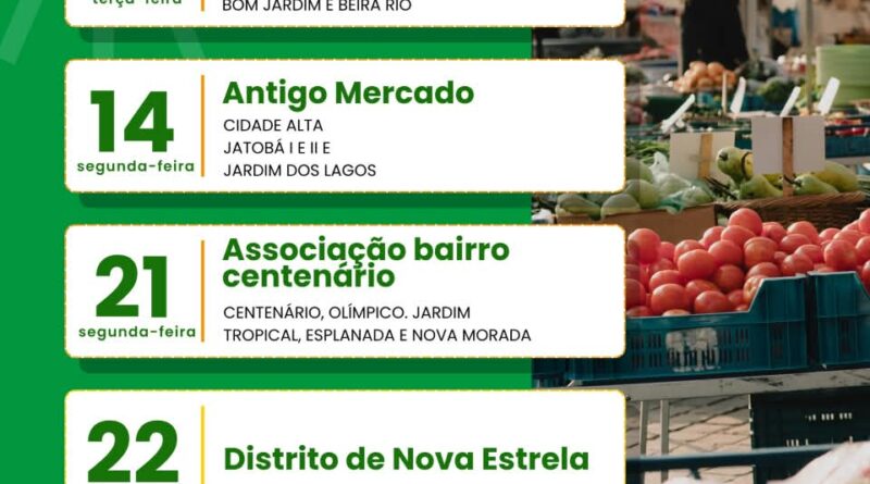 SEMAS divulga calendário de setembro da Cesta Verde em Rolim de Moura