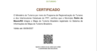 Rolim de Moura mantém certificação no Mapa do Turismo Brasileiro e fortalece acesso a recursos para o setor