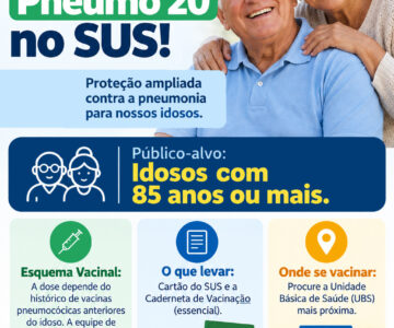 Semusa disponibiliza vacina contra pneumonia para idoso de 85 anos ou mais