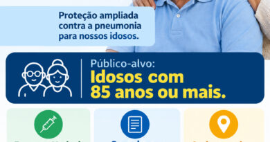 Semusa disponibiliza vacina contra pneumonia para idoso de 85 anos ou mais